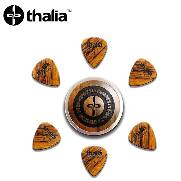 Thalia 피크 Exotic Wood Pick / Standard Shape Tigerwood 0.9mm 6개 with Pick Case (TG09-STAND-6)