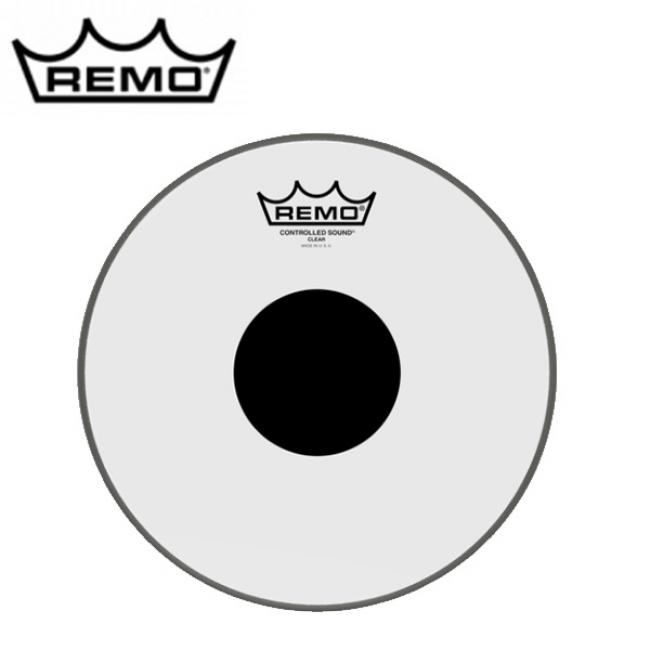 Remo 레모 탐 헤드 CONTROLLED SOUND(투명) 블랙닷 14인치 CS-0314-10
