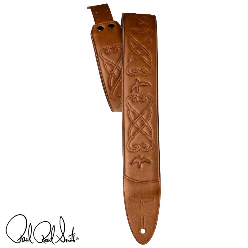 PRS 스트랩 2.4인치 Padded Guitar Strap with RAS Custom Leather Faux Birds - Tan