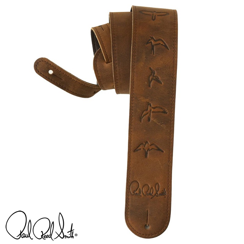 PRS 스트랩 2.5인치 Embossed Leather Birds Strap - Distressed Brown