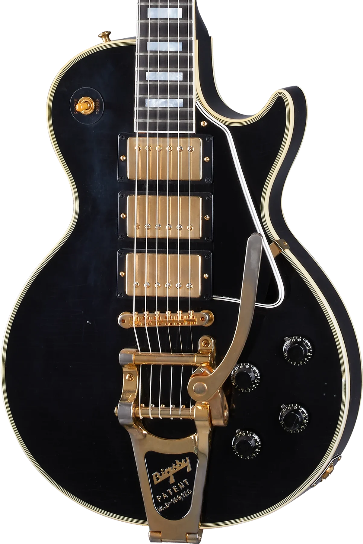 Gibson USA 1957 Les Paul Custom Reissue 3-Pickup Bigsby Light Aged Ebony (LPB357LAEBBG1)