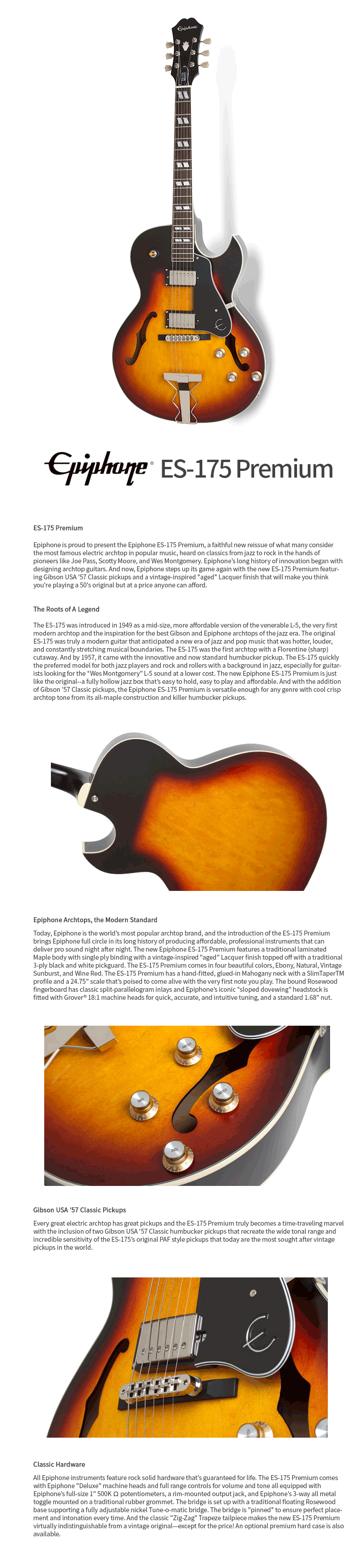 에피폰 Epiphone 일렉기타 ES-175 Premium Vintage Sunburst
