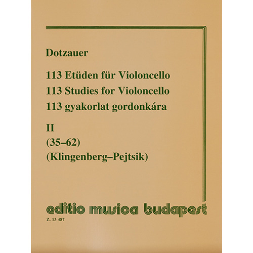 Editio Musica Budapest Dotzauer 113 Studies for Violoncello– Volume 2, 돗자우어 첼로를 위한 113 연습곡 중 35-62[50510855]