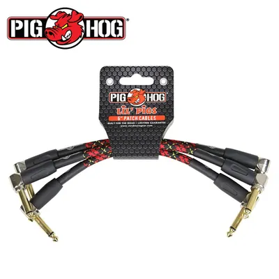PIG HOG 이펙터 패치케이블 6in Tartan Plaid Patch Cables -3 Pack (PHLIL6PL)