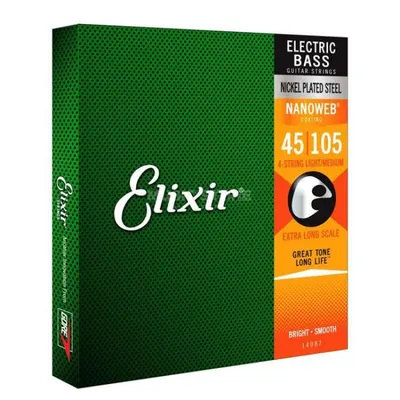 Elixir 베이스기타줄 Nickel Plated Steel NanoWeb Light/Medium Extra Long [14087] (045-105)