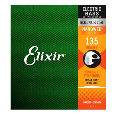 Elixir 베이스기타줄 Nickel Plated Steel NanoWeb Medium B Long 5번줄 [15435] (135)