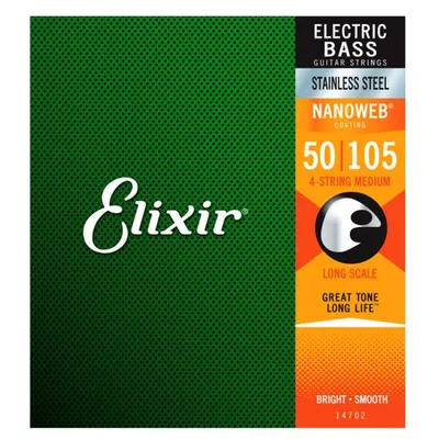 Elixir 베이스기타줄 Stainless Steel NanoWeb Medium Long [14702] (050-105)
