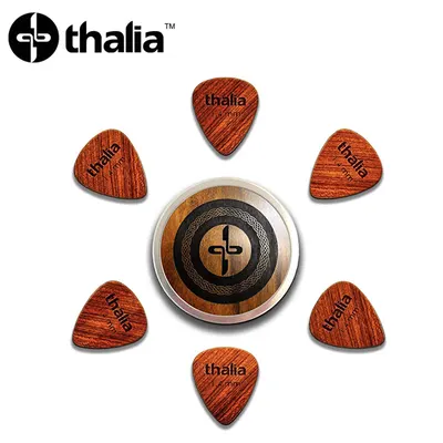 Thalia 피크 Exotic Wood Pick / Standard Shape Bubinga Tin 0.9mm 3개, 1.4mm 3개 with Pick Case (BUM-STAND-6)