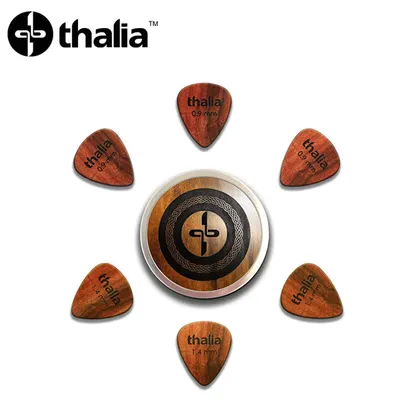 Thalia 피크 Exotic Wood Pick / Standard Shape Rosewood 0.9mm 3개, 1.4mm 3개 with Pick Case (SRM-STAND-6)