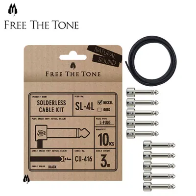 Free The Tone 플러그, 케이블 패키지 Solderless Kits - SL-4 Nickel Angle 10개, CU-416 3m (SL-4L-NI-10K)