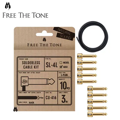Free The Tone 플러그, 케이블 패키지 Solderless Kits - SL-4 Gold Angle 10개, CU-416 3m (SL-4L-GD-10K)