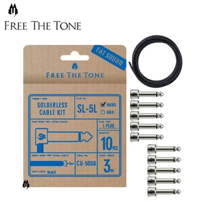 Free The Tone 플러그, 케이블 패키지 Solderless Kits - SL-5 Nickel Angle 10개, CU-5050 3m (SL-5L-NI-10K)