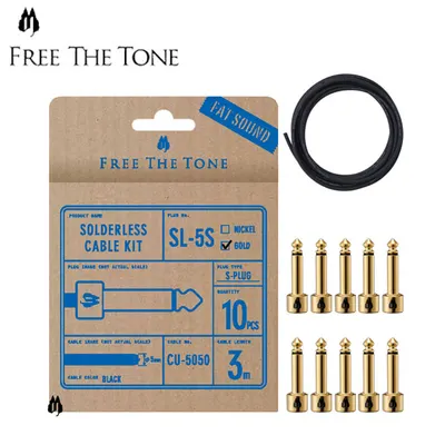 Free The Tone 플러그, 케이블 패키지 Solderless Kits - SL-5 Gold Straight 10개, CU-5050 3m (SL-5S-GD-10K)