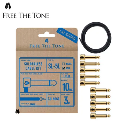 Free The Tone 플러그, 케이블 패키지 Solderless Kits - SL-5 Gold Angle 10개, CU-5050 3m (SL-5L-GD-10K)