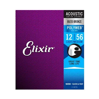 엘릭서기타줄 Elixir 통기타줄 80/20 브론즈 폴리웹 라이트 미디엄 [11075] (012-056)