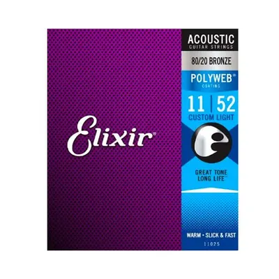 엘릭서기타줄 Elixir 통기타줄 80/20 브론즈 폴리웹 커스텀 라이트 [11025] (011-052)