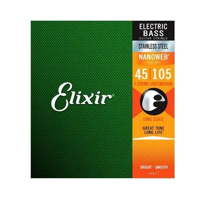 Elixir 베이스기타줄 Nanoweb Stainless Steel Light-Medium [14677] (045-105)