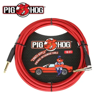 PIG HOG 기타 & 베이스 케이블 CANDY APPLE 3m INSTRUMENT CABLE RIGHT ANGLE (PCH10CAR)