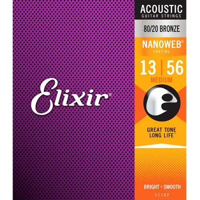 Elixir 통기타줄 80/20 브론즈 나노웹 미디엄 [11102] (013-056)