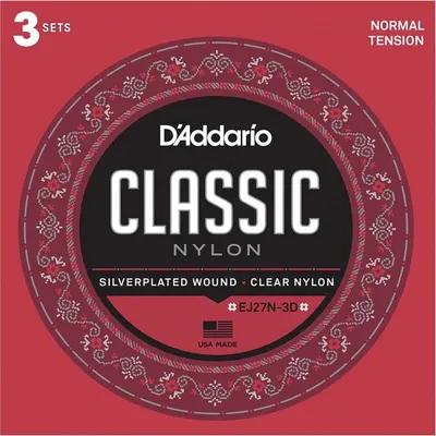 Daddario 클래식기타 스트링 3PACK Silverplated Wound [EJ27N-3D] (Normal Tension)