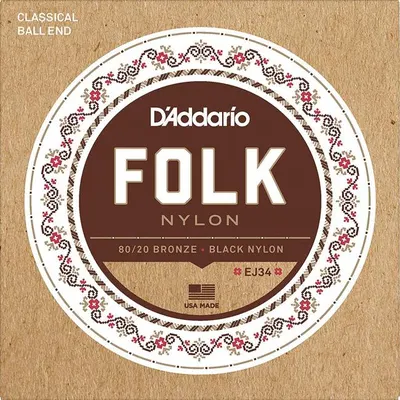 Daddario 클래식기타 스트링 Folk Nylon Classic Clear Nylon [EJ33]