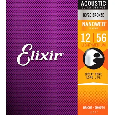 엘릭서기타줄 Elixir 통기타줄 80/20 브론즈 나노웹 라이트 미디엄 [11077] (012-056)