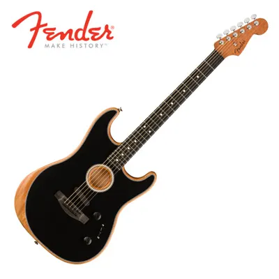 Fender USA American Acoustasonic Stratocaster BLK W/BAG EB (097-2023-206)