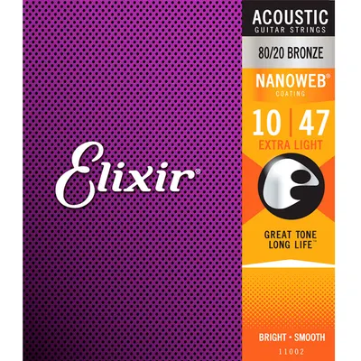 엘릭서기타줄 Elixir 통기타 80/20 브론즈 나노웹 엑스트라 라이트 010-047 [11002]