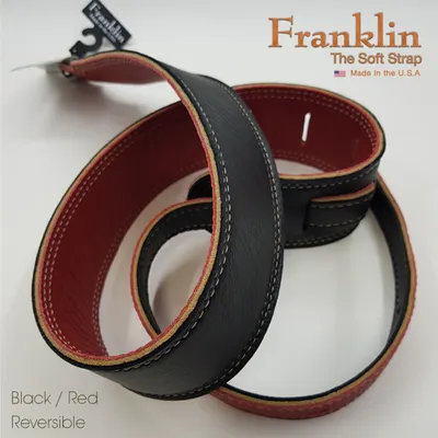 Franklin Soft Leather Strap 스트랩 - Black/Red 양면최고급가죽, 2.5 inch (6.35cm) F12B-BKR-N