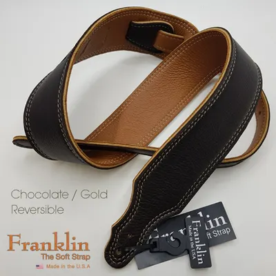 Franklin Soft Leather Strap 스트랩 - Chocolate/Gold 양면최고급가죽, 2.5 inch (6.35cm) F12B-CHG-N