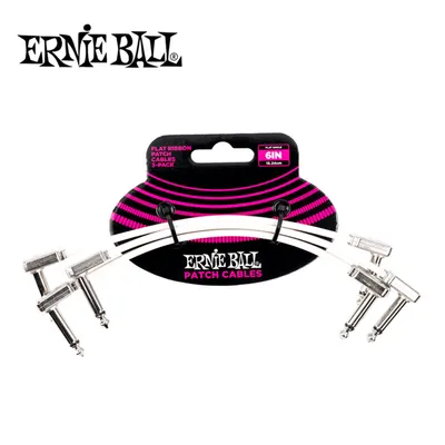 Ernie Ball 어니볼 악기케이블 Flat Ribbon Patch Cable White 3-Pack 6inch(15.2cm) [P06385] (EBAC-306)