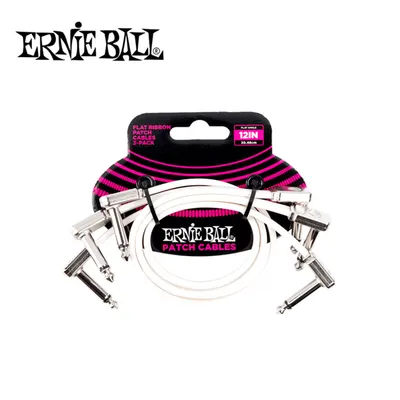 Ernie Ball 어니볼 악기케이블 Flat Ribbon Patch Cable White 3-Pack 12inch(30.5cm) [P06386] (EBAC-307)