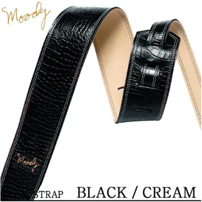 Moody 스트랩 Leather/Gator 2.5인치 [Standard Size] Black/Cream