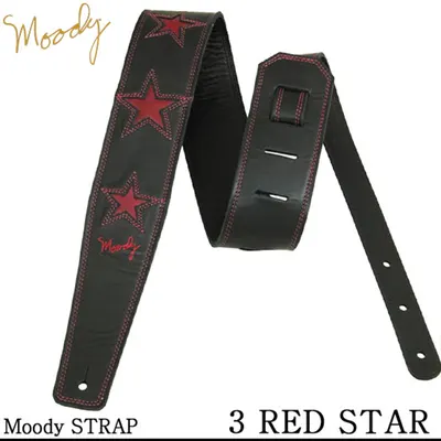 Moody 스트랩 Leather 3 Star 2.5인치 [Standard Size] Black/Red