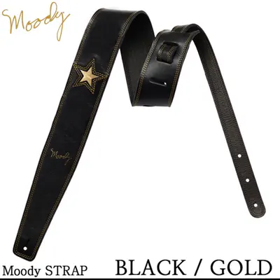 Moody 스트랩 Leather 1 Star 2.5인치 [Standard Size] Black/Gold