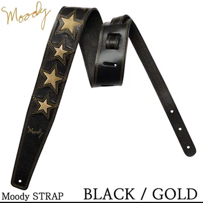 Moody 스트랩 Leather 6 Star 2.5인치 [Standard Size] Black/Gold