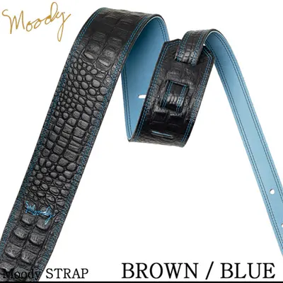 Moody 스트랩 Leather/Gator 2.5인치 [Standard Size] Brown/Blue