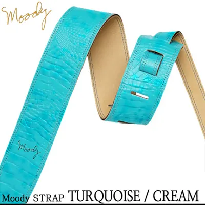 Moody 스트랩 Leather/Gator 2.5인치 [Standard Size] Turquoise/Cream