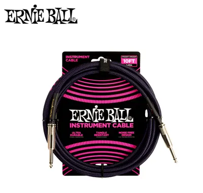 Ernie Ball 어니볼 악기케이블 10FT Braided Straight Cable Purple Black [P06393]