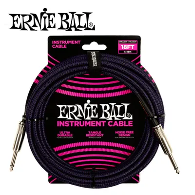 Ernie Ball 어니볼 악기케이블 18FT Braided Straight Cable Purple Black [P06395]