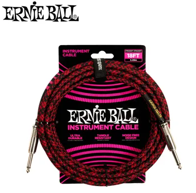 Ernie Ball 어니볼 악기케이블 18FT Braided Straight Cable Red Black [P06396]