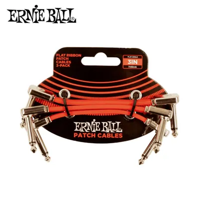 Ernie Ball 어니볼 악기케이블 Flat Ribbon Patch Cable Red 3-Pack