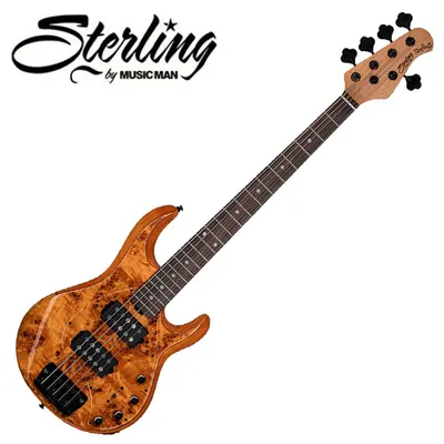 Sterling by Musicman 일렉베이스 RAY35HH Poplar Burl Amber