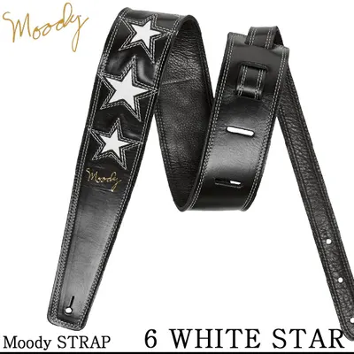 Moody 스트랩 Leather 6 star 2.5인치 [Standard Size] Black/White