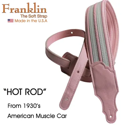 Franklin Soft Leather Strap 스트랩 - Pink / White 2.5 inch Hot Rod Padded Strap (FHR-PK-WH)