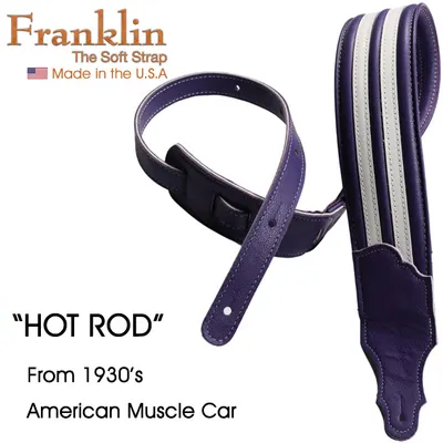 Franklin Soft Leather Strap 스트랩 - Purple / White 2.5 inch Hot Rod Padded Strap (FHR-PL-WH)