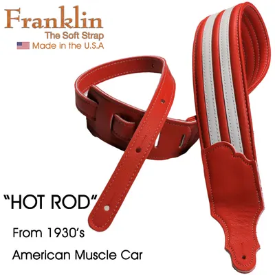 Franklin Soft Leather Strap 스트랩 - Red / White 2.5 inch Hot Rod Padded Strap (FHR-R-WH)
