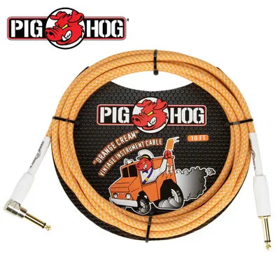 PIG HOG 악기 케이블 ORANGE CREME RIGHT ANGLE 3m Cable (PCH102OCR)