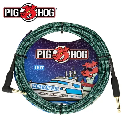 PIG HOG 악기 케이블 TAHITIAN BLUE 3m Cable RIGHT ANGLE (PCH10TABR)