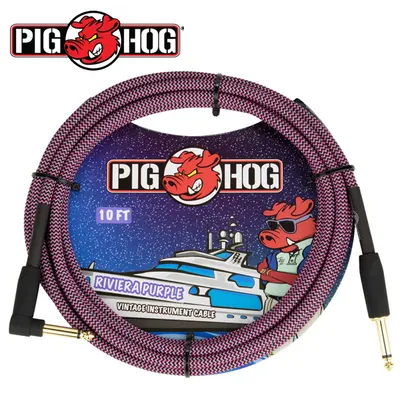 PIG HOG 악기 케이블 RIVIERA PURPLE 3m Cable RIGHT ANGLE (PCH10RPPR)